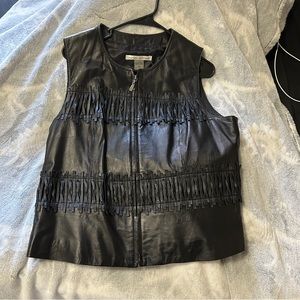 Peter Nygard Genuine Lambskin Black Leather Vest